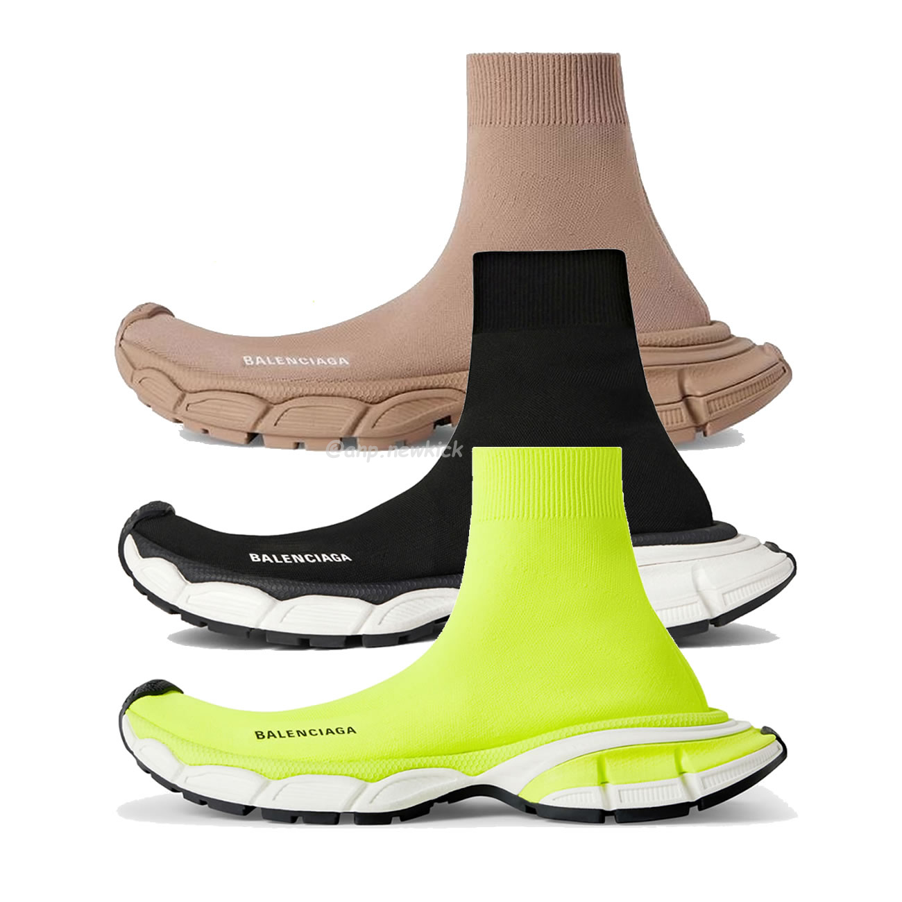 Balenciaga 3xl Sock Recycled Knit Sneakers Black White Fluo Yellow Beige (1) - newkick.vip